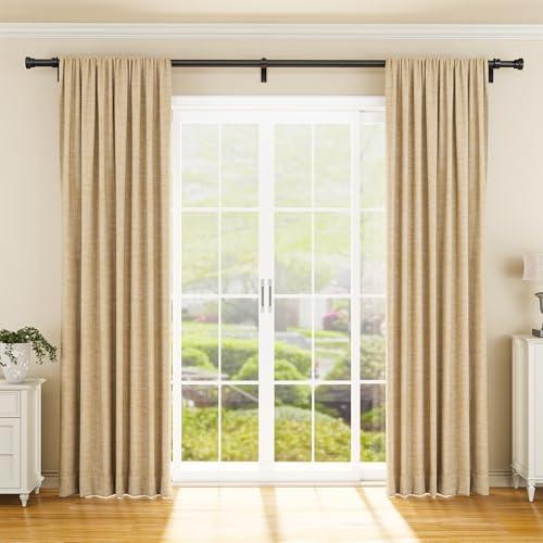 YaFex Curtain Rods 2 Pack 32-144 Inch, Heavy Duty 1 Inch Curtain Rod, Black Extra Long Adjustable Window Treatment Rods, Modern Design, Easy Installation