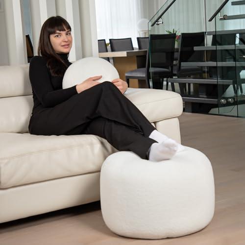 White Gouchee Home Dotcom Woolly Bean Bag Pouf