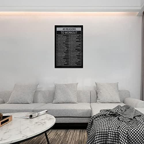 40 Reasons to Workout Motivational Quotes Exercise Wall Art Inspirational Fitness Painting Prints on Canvas Inspiring Posters Pictures Print Artwork Decor for Home Office Gym[24''W x 36''H]