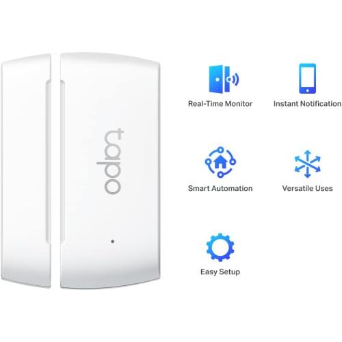 White Tapo Door Sensor Mini, REQUIRES Tapo Hub, Long Battery Life w/Sub-1G Low-Power Wireless protocol, Contact Sensor, 15mm Wide Gap Allowed, Real-Time Notification, Smart Action (Tapo T110)