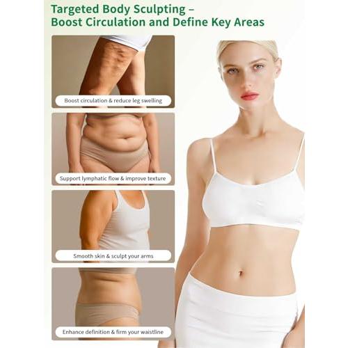 Lymphatic Drainage Massager & Anti Cellulite Massage Tool, for Legs, Arms & Belly, Body,Helps Reduce Stretch Marks & Cellulite,with SoothingPulse, Light Heat & Vibration (White)