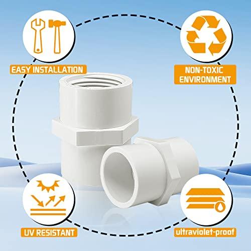 10Pcs White PVC Pipe Fittings, 3/4 NPT Female Thread PVC Pipe Fitting Adapter Connector, PVC Female Threaded Pipe Coupling, Socket x NPT Female, Sch40