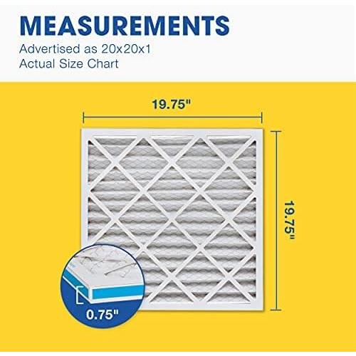 Aerostar 20x20x1 MERV 8 Air Filter, 6 Count, ACTUAL SIZE (19.75 x 19.75 x 0.75), HVAC, Air Conditioning & Furnace Filter Captures Dust, Lint & Pollen (MPR 600 / FPR 5), Made in USA