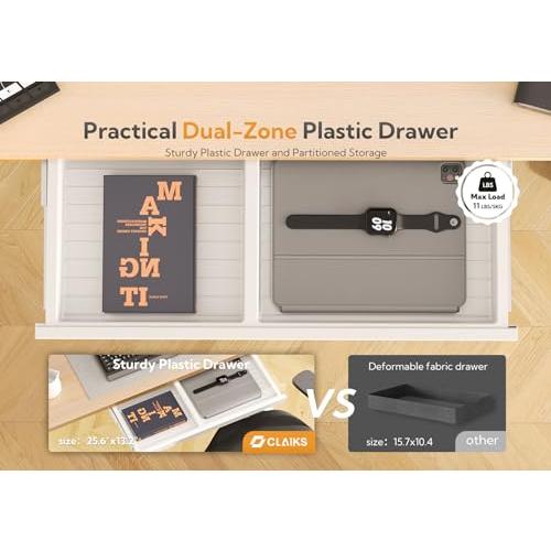 Claiks Standing Desk with Drawers, 48x24 Inch Stand Up Electric Adjustable Height Sit Stand Desk for Computer Workstation, Natural