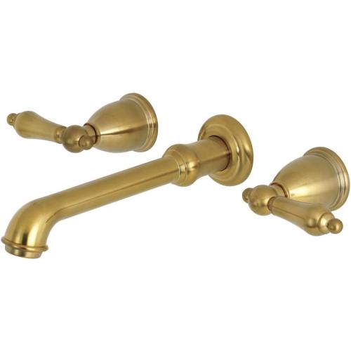 Kingston Brass KS7127AL 8-Inch Center Wall Mount Bathroom Faucet, Brushed Brass