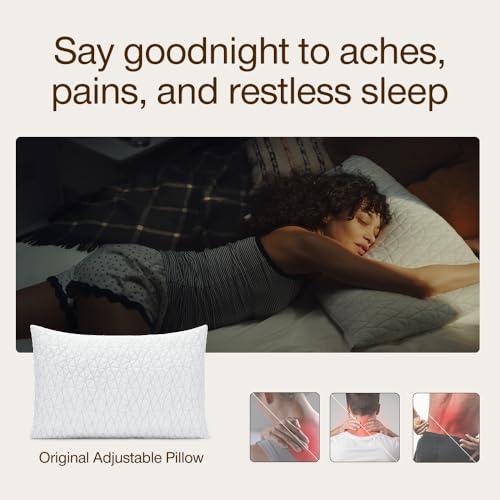 Coop Home Goods Original Adjustable Pillow, King Size Bed Pillow for Sleeping, Cross Cut Memory Foam Pillow - Medium Firm Back, Stomach and Side Sleeper Pillow, CertiPUR-US/GREENGUARD Gold