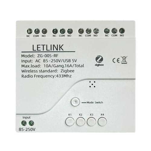 4 Channel Zigbee Smart Relay Switch,Smart Life/Tuya APP Remote Control,With Inching/Self-Lock/Interlock modle,Works with Tuya Zigbee Gateway (4CH Micro-Usb 5V/AC 110V)
