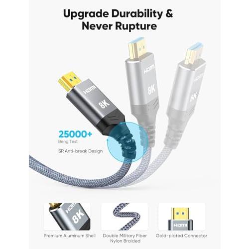 Highwings Long 8K Fiber Optic HDMI Cable 40 FT, 2.1 Unidirectional 48Gbps