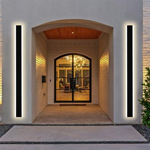 2 Pack Color Black Outdoor Wall Light,60 inch Long Outdoor Modern LED Wall Sconce, Waterproof IP65 LED Wall Mount Lighting Fixture for House Living Room Corridor Porch Patio Garage