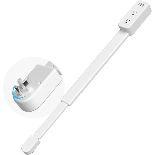 Electrical Outlet Extender Long Stick with 180° Swivel | Extends 23-35 in for Hard-to-Reach Places | 2 AC Outlets   3 Ports (USB-C/USB-A) for Bed, Dorm, Office & Sofa