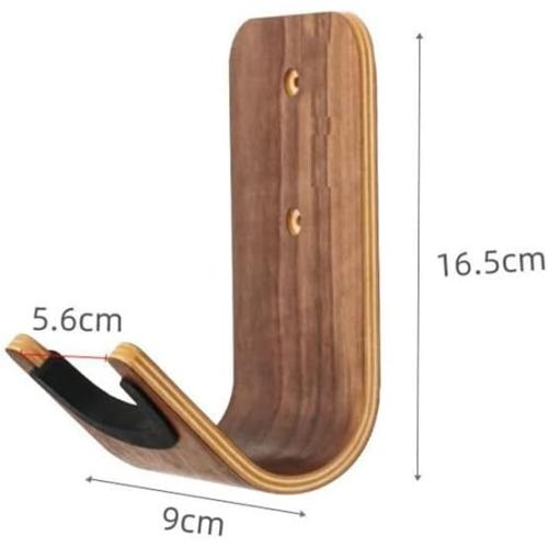 Curved Acoustic Electric Guitar Stand Heavy Duty Wood Wall Mounted Ukulele Hook Guitar Hanger Bass Storage(16.5 * 9 * 5.6cm)