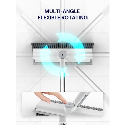 3 in 1 Floor Scrub Brush with Long Handle, Multi-Angle Swivel Head