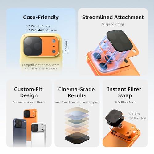 SmallRig Square ND & Black Mist Filter Kit for iPhone 17 Pro Max, Magnetic Lens Filters with Base Mount, Black Mist Diffusion 1/4 Filter/ND2/ND4/ ND8/ND16/ND32, 6 Pack, Blue- 6076