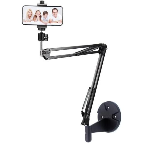 Ring Light Wall Mout Phone Holder, 10'' Ring Light with Wall Folding Arm Compatible with iPhone 15 14 13 12 11 Xr Xs X 9 8 7 Plus and Samsung Cell Phones and Webcams