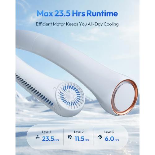 Gaiatop Portable Neck Fan Rechargeable, Hands-Free Cooling, 23.5hrs Runtime