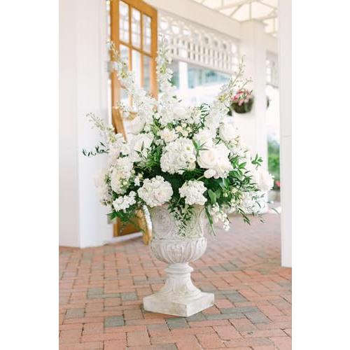 IPOPU White Flowers Artificial Delphinium 9PCS with Clematis Greenery for Wedding & Home Decor