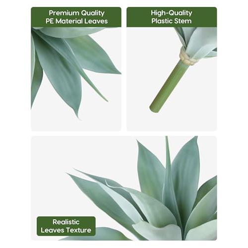 Velener Artificial Agave Plant Set,14 Inch (Blue)