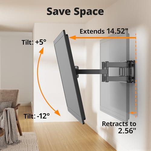 IWORKBOARD Full Motion Swivel Tilt TV Wall Mount Bracket for 65 55 50 TVs