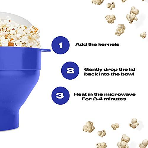 Microwave Silicone Popcorn Popper - TRIK TOK - Maker with Handles Collapsible Bowl Bpa Free Dishwasher Safe air hot pop maker crazy bend