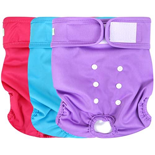 wegreeco Washable Reusable Premium Female Dog Diapers, Small Medium Large Size, Pack of 3,Dog Doggie Puppy & Doggy Diapers Female,Period Panties in Heat (Small)