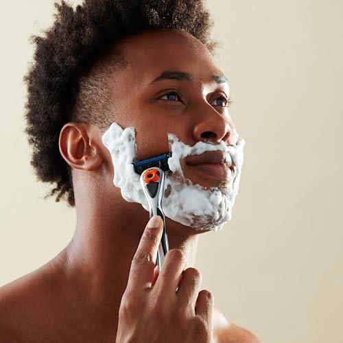 Amazon Basics 5-Blade MotionSphere Men's Razor with Dual Lubrication, Vitamin E, Precision Trimmer, 1 Handle & 16 Cartridges, Black