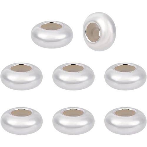 BENECREAT 8pcs Stopper Beads 925 Sterling Silver Spacer Bead 6mm Clip Stopper Charms Rondelle Bead with Silica Gel for DIY Bracelet Necklace Jewelry Making Accessorie
