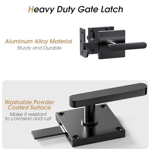 Double Sided Gate Latch, Heavy Duty Gate Latch for Wooden Fence