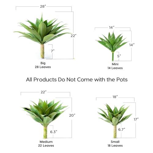 Velener Artificial Plant Outdoor Agave - Large Size UV Resistant Fake Agave Plants for Indoor and Outdoor Succulents Decor(28 Inch)