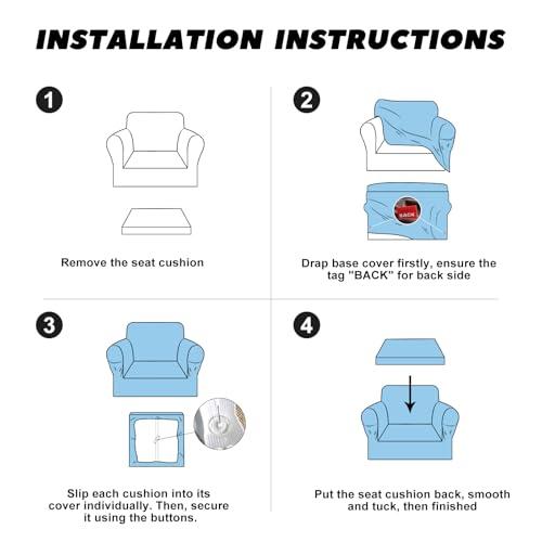 Chair Slipcover with Armrest Pockets 2-Piece Set, Stretch Faux Leather Chair Cover for Armchairs(Fits 31-45) - Non-Slip, Machine Washable, Pet & Kid Friendly - Dark Brown