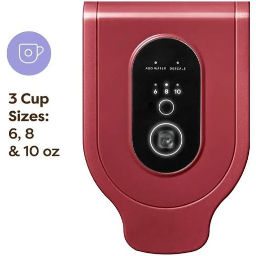 KeuriigK K Express Essentials Single Serve K Cup Pod Coffee Maker, 3 cup sizes (6, 8, and 10oz), Fast Fresh Brew, 30oz Removable Water Reservoir (Red)