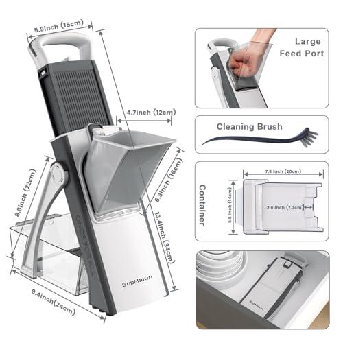 SupMaKin Safe Mandoline Slicer Plus for Kitchen Adjustable Vegetable Slicer