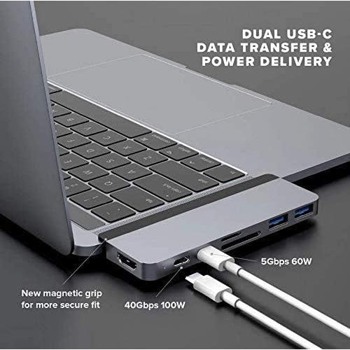 Hyper - New HyperDrive Duo 7-in-2 Hub - USB-C for MacBook Pro/Air - HDMI 4K60Hz HDR, USB-C 40Gbps 100W PD, USB-A 5Gbps, MicroSD/SD 3.0 UHS-I 104MB/s, 2 x USB-A 5Gbps - Space Gray