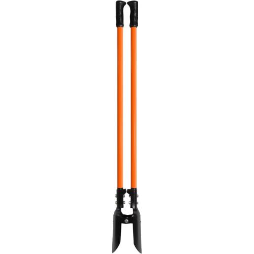 Post Hole Digger, Heavy Duty with Fiberglass Handle, Carbon Steel Blades, 58 Inches, Orange & Black