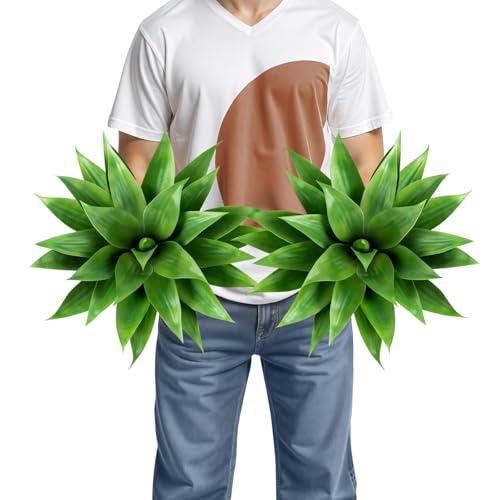 Velener Artificial Agave Plant Set,18 Inch, Faux Aesthetic Plants for Home Decor, Realistic UV Resistant Fake Agave Plants Without Pot, Set of 2
