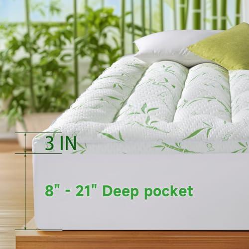 3 Inch Breathable Mattress Topper - 1500GSM 3D 7D Down Alternative Fill,Viscose Made from,Cooling Firm Pillow Top Mattress Pad (Full,54x75)