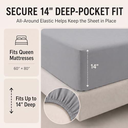 COLOR DARK GREY AND REVERSE BLACK ❗❗CozyLux Queen Comforter Set Grey - 7 Pieces Bed in a Bag | OEKO-TEX Certified, All-Season, Bedroom, Guest Room, Down-Alternative Comforter   Flat & Fitted Sheets   4 Pillowcases