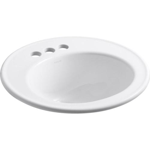 KOHLER K-2202-4-0 Brookline Self-Rimming Bathroom Sink, White, 1.25