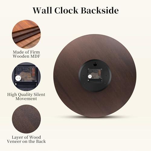 14in Antique Vintage Round Wall Clock Silent Old Town Farmhouse Home Decor