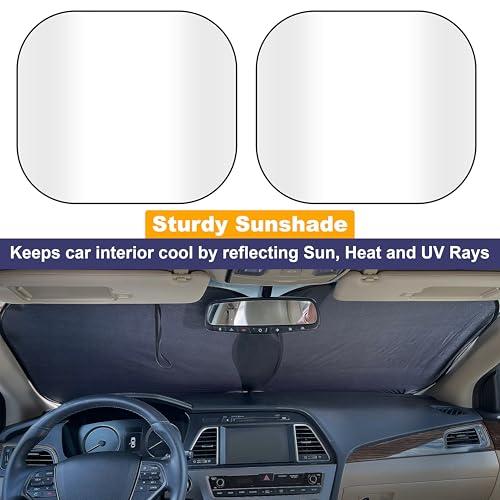 EcoNour 2 Piece Foldable Car Windshield Sun Shade, UV & Heat Protection