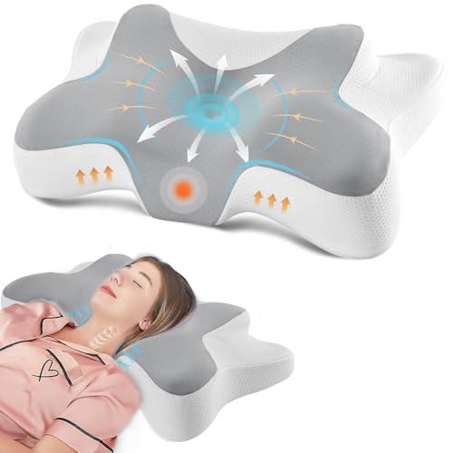 DONAMA Cervical Neck Pillow for Pain Relief,Odorless Contour Memory Foam Pillows with Cooling Pillowcase Cozy Sleeping, Orthopedic Ergonomic Bed Pillows for Side Back Stomach Sleepers