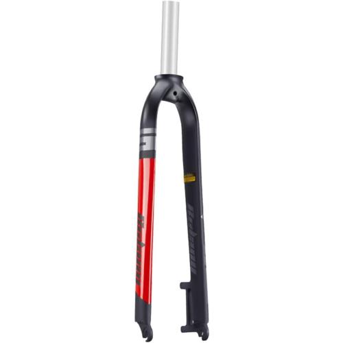 Mountain Bike Rigid Forks 26/27.5/29 inch 1-1/8 Ultralight Front Fork Bicycle Threadless Straight Tube MTB Forks QR 9X100mm Disc Brake Aluminum Alloy (Color : Red, Size : 29)