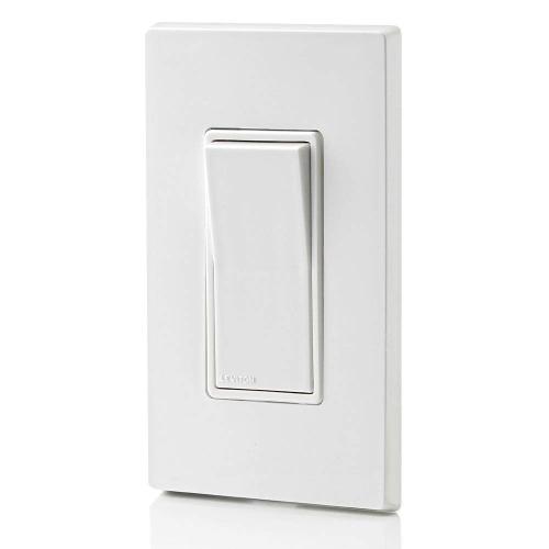 Leviton 15 Amp, 120/277 Volt, Decora Rocker Single-Pole AC Quiet Switch, Residential Grade, Grounding, 5601-2W, White