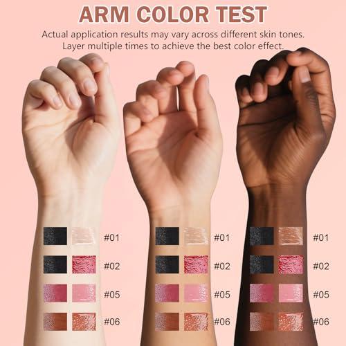 Lip Liner & Gloss Lipstick Combo - 2 in 1 Dual-Ended Lip Combo Set, Nude Brown Velvet Matte Lip Liner & Buildable Light Brown Glowy Lip Gloss Kit for Women, Long Wear Shiny Plumping Finish, 06