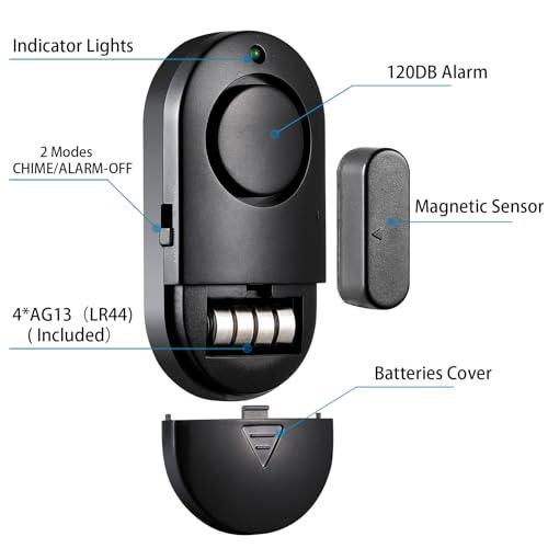 Window Door Alarm, Pool Alarms Black Personal Home Kids Security for House, Office (8 Pack)