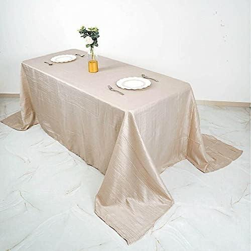 Decoration for All Occasions Beige 90 x 132 Accordion Crinkle Taffeta Rectangle Tablecloth Party Supplies DFAO-1-Z5896