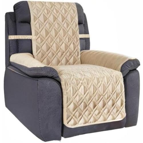 Ameritex Waterproof Nonslip Recliner Cover Stay in Place, Dog Chair Cover Furniture Protector, Ideal Recliner Slipcovers for Pets and Kids (Beige, 23)