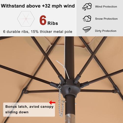 ABCCANOPY 7.5FT OutdoorPatio Umbrella, UV Protection Table Umbrella w/Crank for Easy Set Up, Suitable for Garden, Lawn, Deck & Backyard (Khaki)