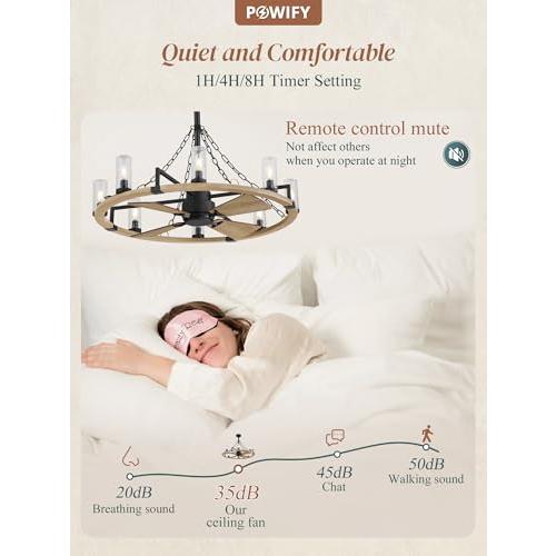 36 Inch Farmhouse Ceiling Fans with Lights Vintage Rustic Chandelier Ceiling Fan with Remote Double-Sided Modern Farmhouse Chandelier for Kitchen Dining Room Living Room Bedroom Indoor