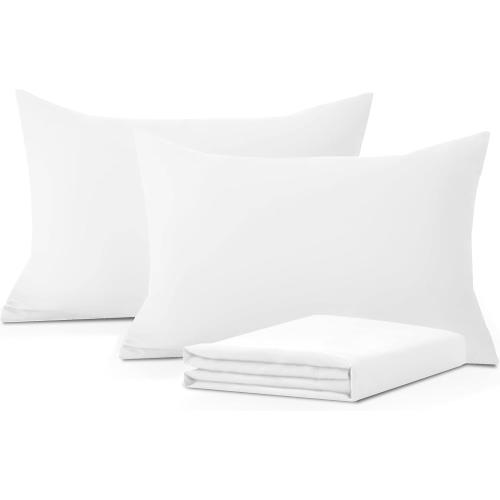 Comfort Beddings Pack of 2 Youth Pillowcases 16x22 Premium 100% Cotton Blend White Youth Pillow Case Zipper Closure, Super Soft and Cozy Youth Pillow Covers (Size-16x22, White)