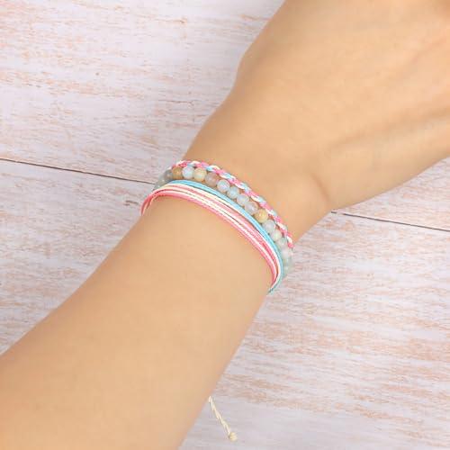 QOGIR Handmade Healing Bracelet,6mm Natural Gem Stone Bracelet rope bracelet